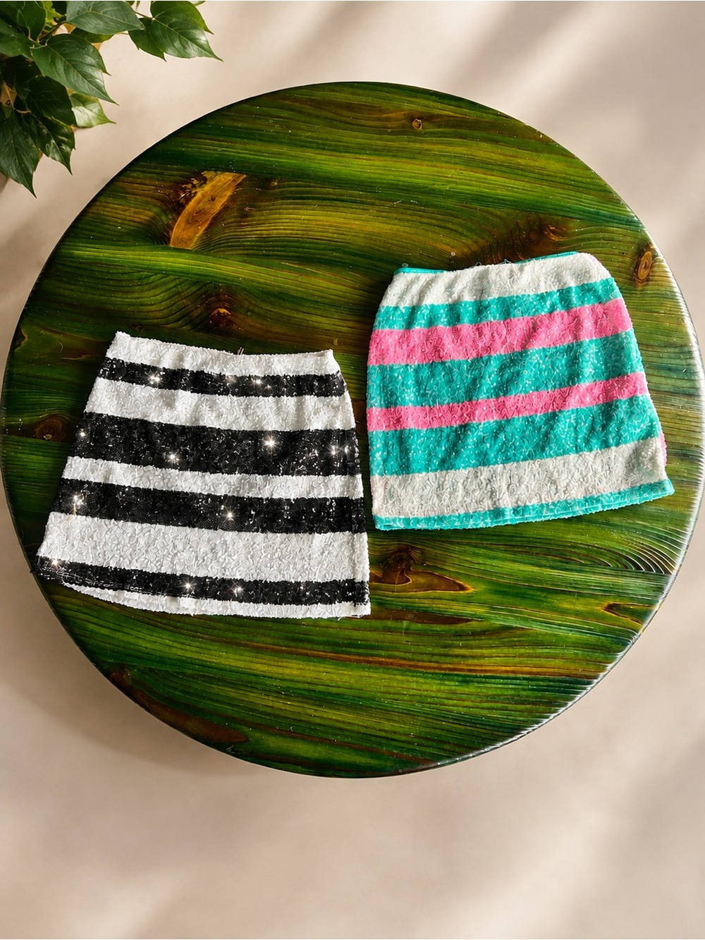 Honey Punch Sequin Mini Skirt Bundle Size Small Y2K Party Festival Striped